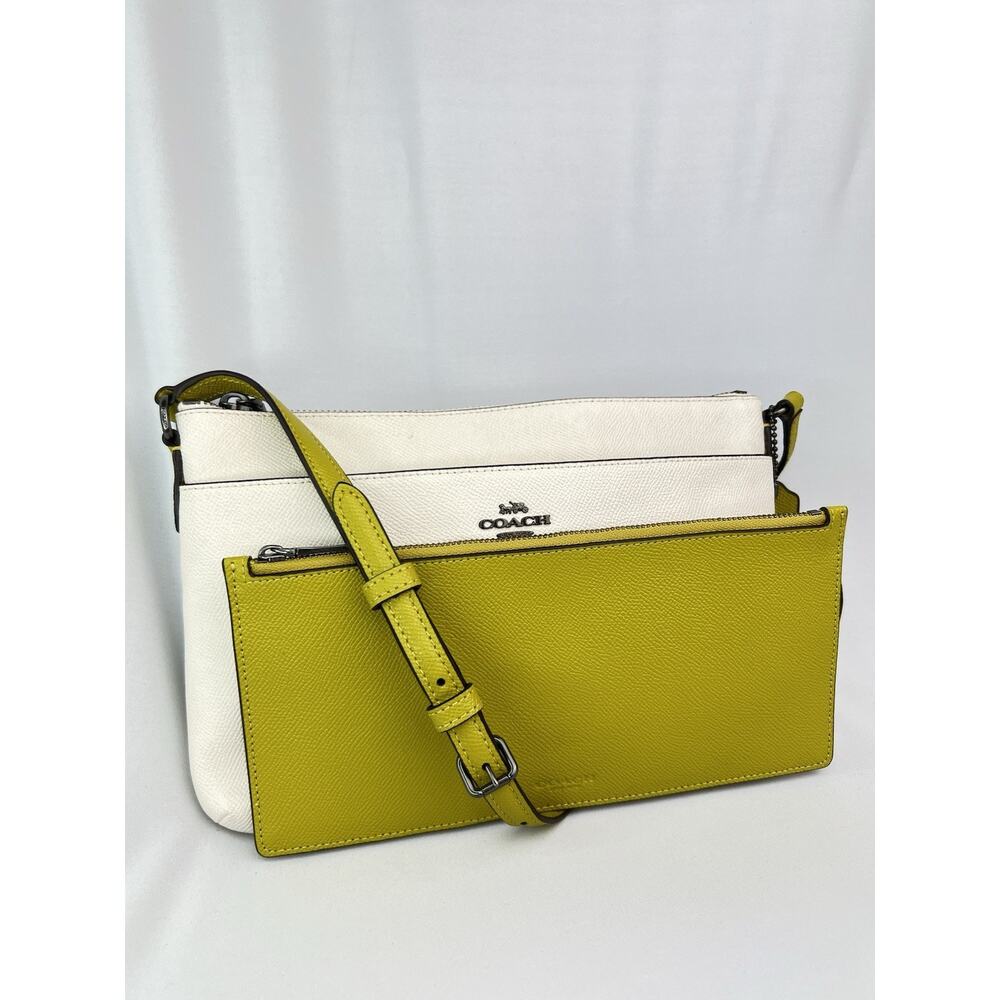 COACH F28382 East West Pop Crossbody Bag Chalk White Lime Olive Green Pouch - Picture 12 of 16